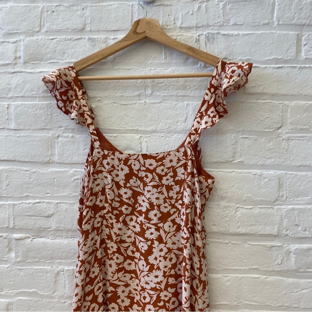 Roller Rabbit || Olindo Quinn Midi Dress Silk Floral Terracotta Rust Orange S‎ - Picture 5 of 9